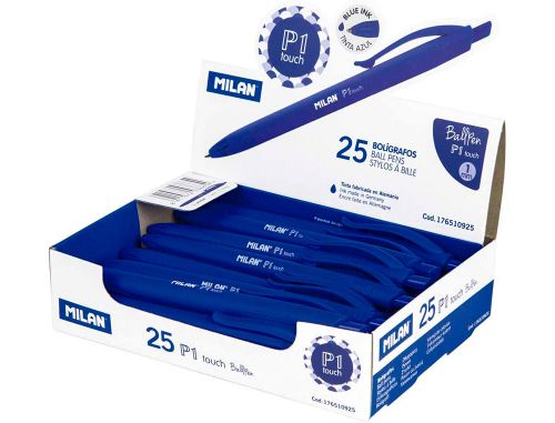 Esferografica milan p1 retratil 1 mm touch azul , Milan , 154002 , 8411574036654